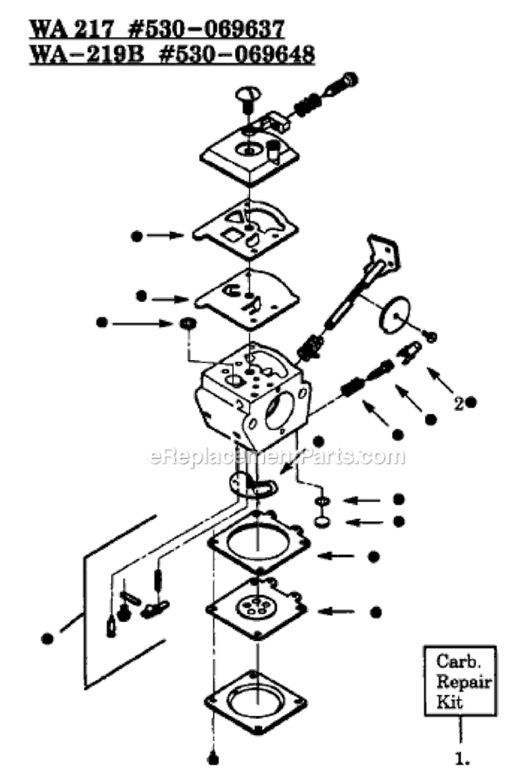 Page B Diagram and Parts List for GTI15  Weed Eater Trimmer